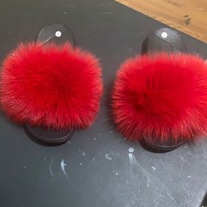 Sandals real fur faux